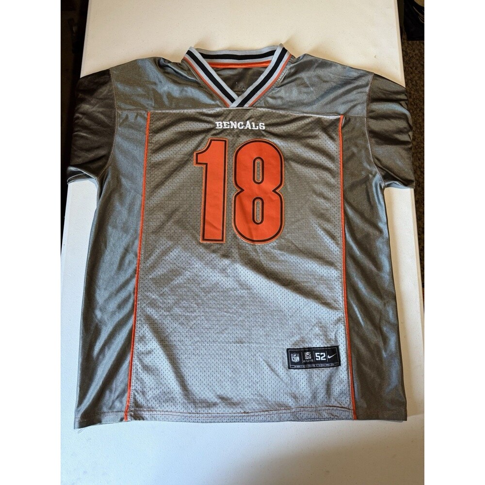 Cincinnati Bengals #18 AJ Green Jersey Nike On Field Rare Gray Mesh Size 52